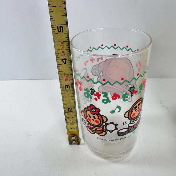 Monkichi Monkey Sanrio 1996 NIB Small Drinking Glass 4.5" tall - Picture 8 of 9